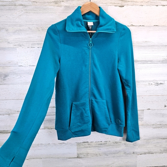 Bench Mikina Funnel Neck Zip Up Microfleece Small Teal Activewear Dancecore - Picture 5 of 15